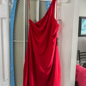 Express Vibrant Red One-Shoulder Dress